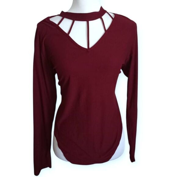 NO BOUNDARIES BURGUNDY BODYSUIT SZ.XL EUC - Picture 1 of 5